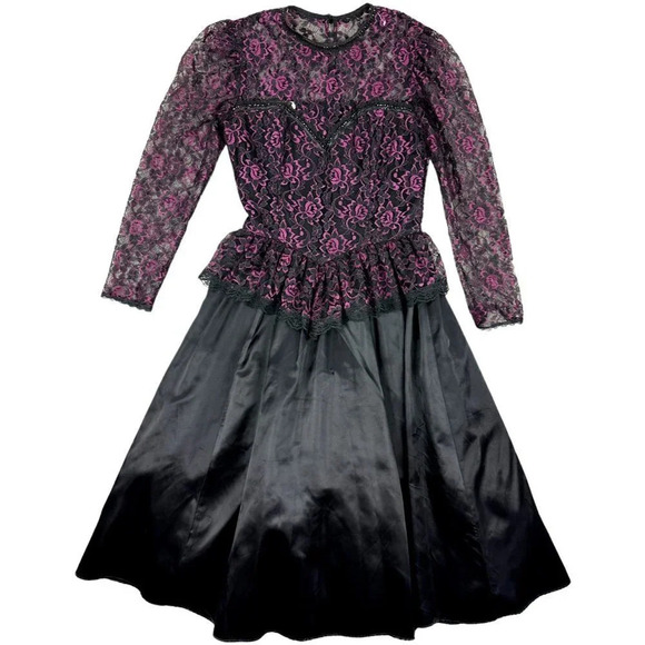 Vintage Gunne Sax Prom Dress size Small Sweetheart Puffy Skirt Punk Rock Goth - Picture 1 of 16